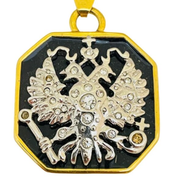 NEW JOAN RIVERS IMPERIAL RUSSIAN EAGLE COAT OF ARMS CREST PENDANT VINTAGE RARE